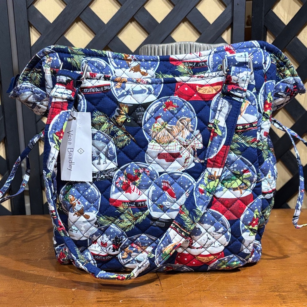 Vera Bradley Snow Globes  Blue and Red Tote Bag